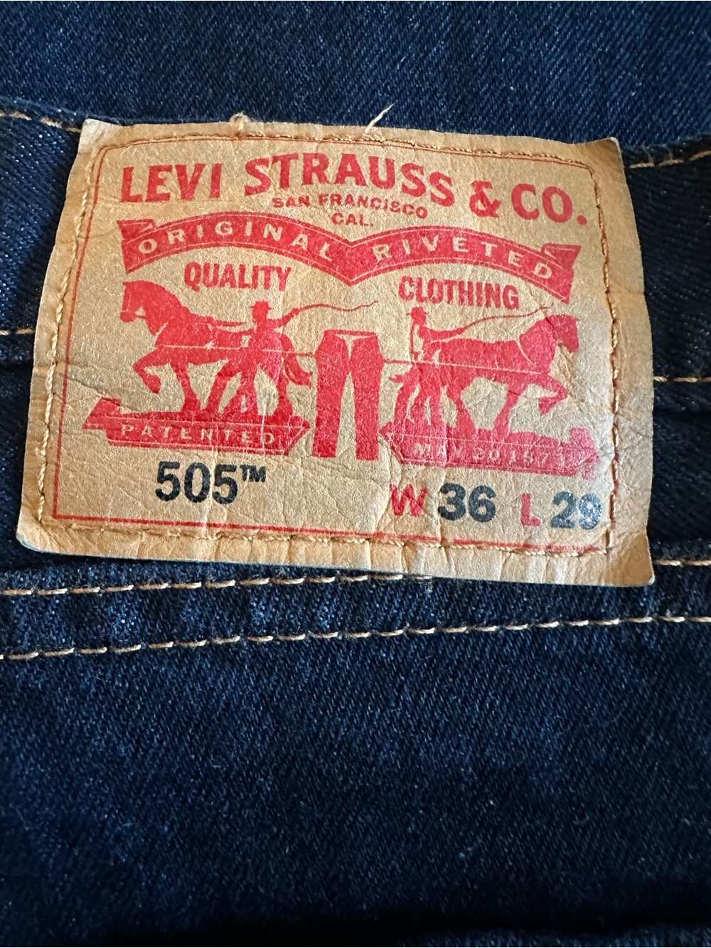 Levi’s 505 Regular Fit Dark Wash Jeans Men’s 36x29 Straight Leg 100% Cotton - Picture 7 of 10